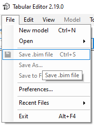 Exporting a semantic model as a BIM file from Tabular Editor